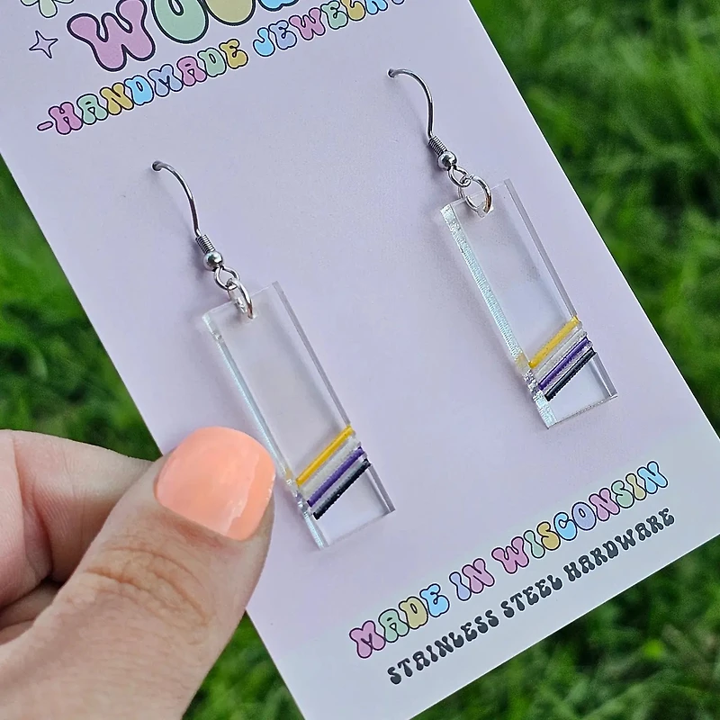Non-Binary Acrylic Pride Flag Earrings