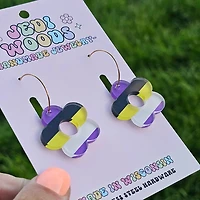 Nonbinary Pride Flag Flower Earrings
