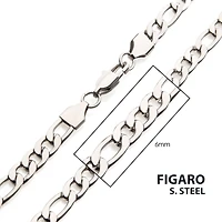 Steel 6mm Figaro Chain 30In