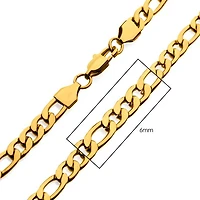 6MM 22" 18K GOLD IP FIGARO CHAIN
