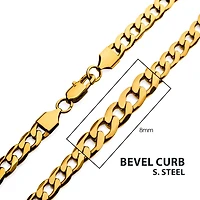 8mm 18Kt Gold IP Bevel Curb Chain 24"