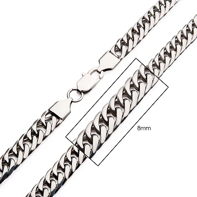 Stainless Steel 8mm Dome Curb Chain 26".