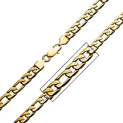 Gold IP Speckled Figaro Chain 7mm 22"