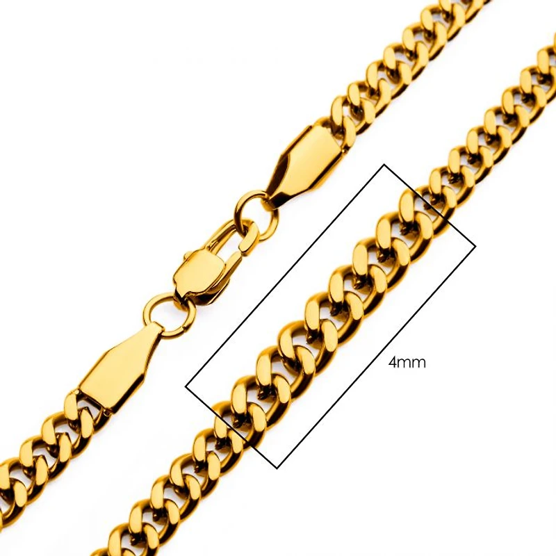 4mm 18Kt Gold IP Diamond Cut Curb Chain