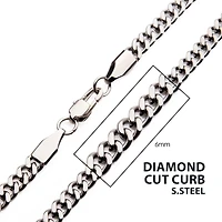 Steel Diamond Cut Curb Chain 6mm 24"