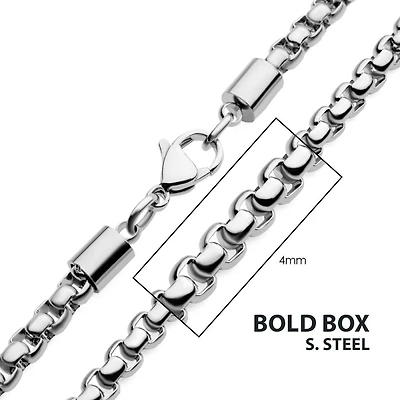 Steel Bold Box Chain 4mm x 22In