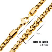 18K Gold IP Bold Box Chain 4mm x 24In