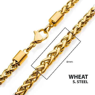 18K Gold IP Wheat Chain 4mm x 24In