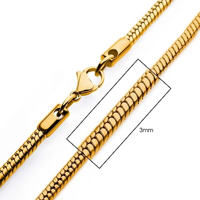 Ip 18K Gold Rattail Chain 3mmx22In