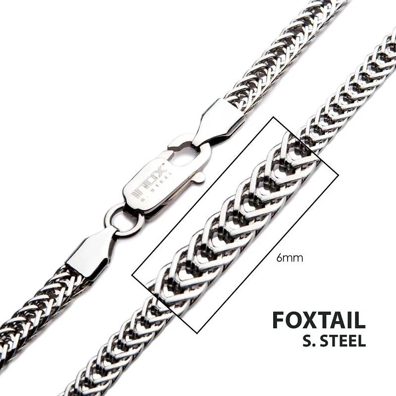 6mm Steel Foxtail Chain Necklace 20"