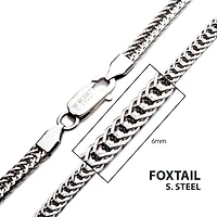 6mm Steel Foxtail Chain Necklace 20"