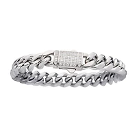10mm Steel Chain Bracelet With CNC Precision Set CZ 8