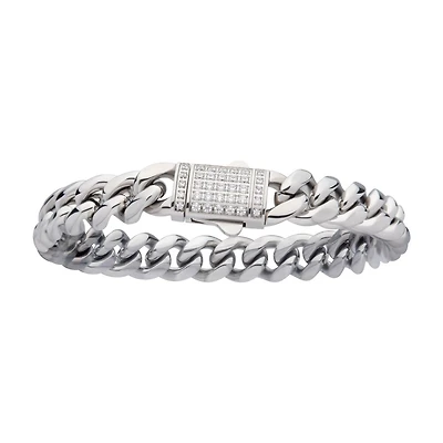 10mm Steel Chain Bracelet With CNC Precision Set CZ 8