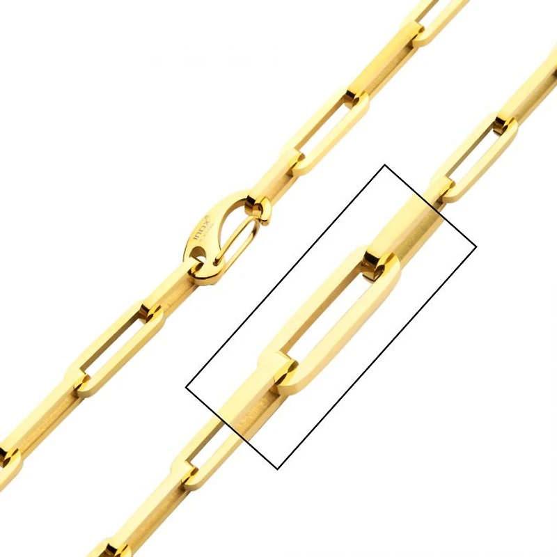 GOLD IP STEEL PAPERCLIP LINK CHAIN 22"