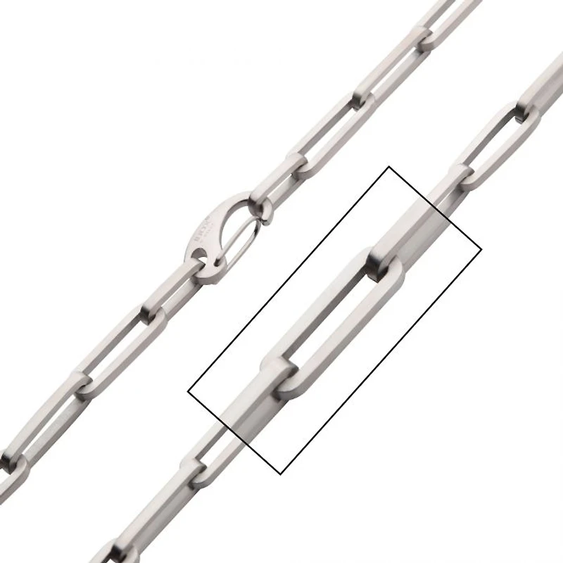 MATTE STEEL PAPERCLIP LINK CHAIN 22"