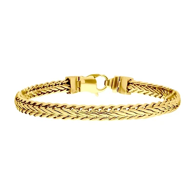 18Kt Gold IP Double Diamond Cut Spiga Bracelet 8"