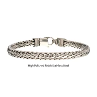 Steel Double Diamond Cut Spiga Chain Bracelet 8.5"