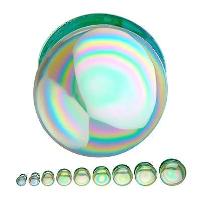 DOUBLE FLARE WHITE AB GLASS 14G-2G