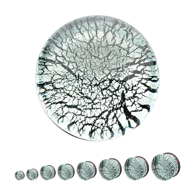 Crackle Double Flare Glass Plug 0g - 7/8