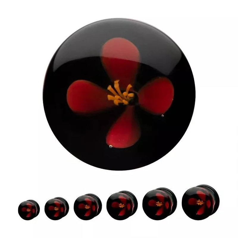 Flower Double Flare Glass Plug 0g - 7/8"