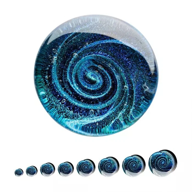Galaxy Swirl Double Flare Black Background 0G-7/8