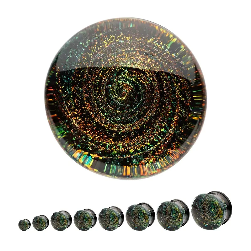 Galaxy Swirl Doble Llamarada Fondo Negro 0G-7/8