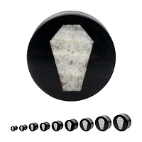 Coffin Quartz Inlay Black Wood 1"