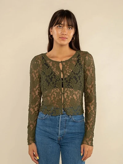 Mae Deadstock Lace Cardigan - Plus