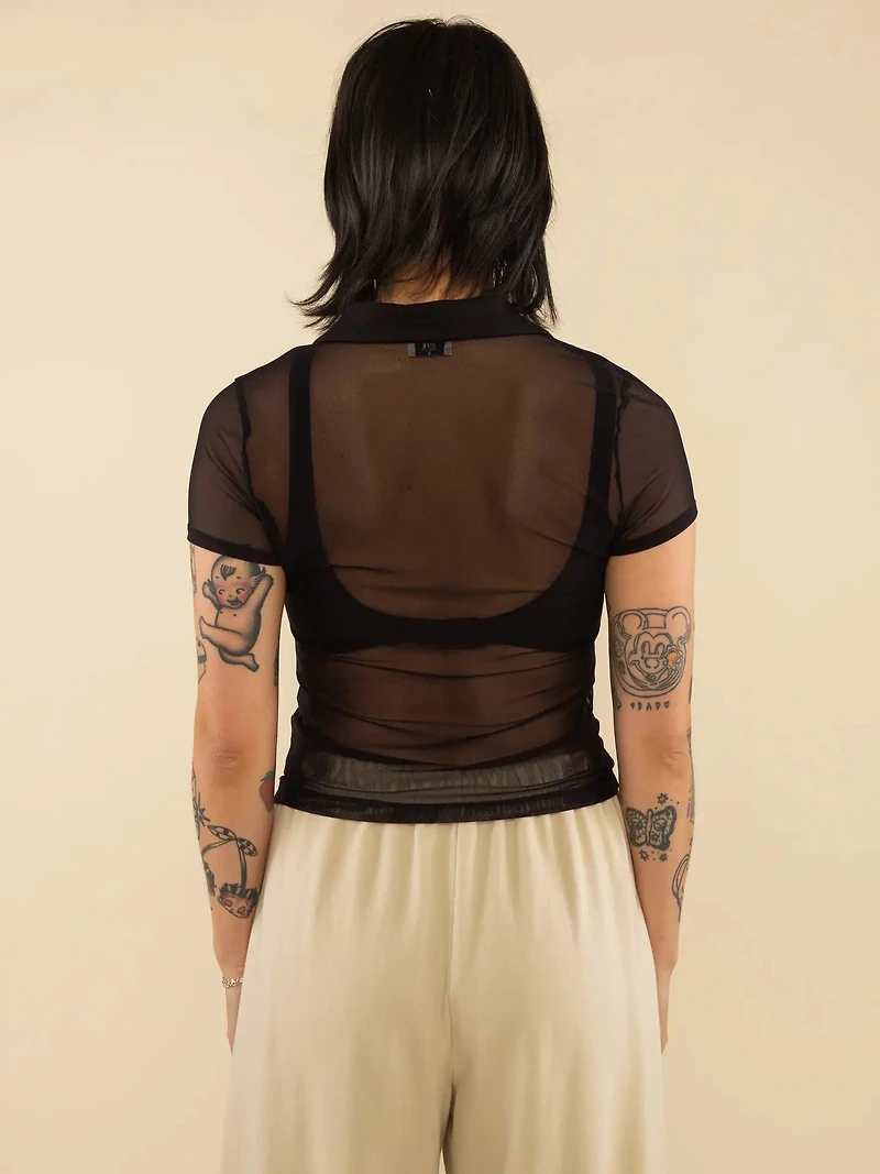 Britt Mesh Short Sleeve Button Down - Plus