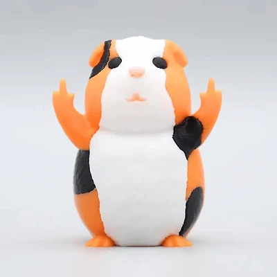 Orange Black And White Guinea Pig Middle Finger Figurine