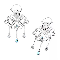 Octopus with Triple Dangle Teardrop Pear Shape CZ Plug Hangers