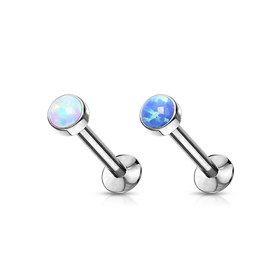 Opal Bezel Top 18g Threadless Labret