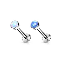 Opal Bezel Top 18g Threadless Labret