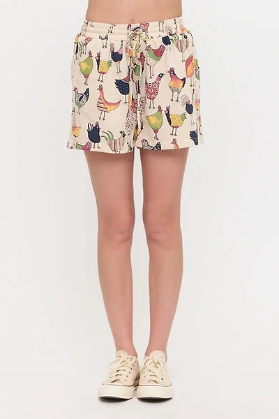 Colourful Rooster Print Shorts