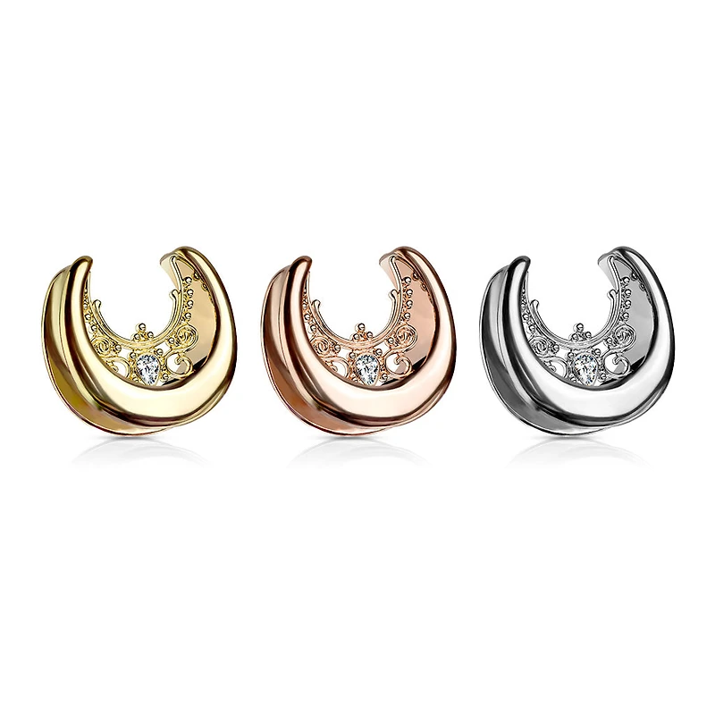 Ornate & Teardrop CZ Saddle 0g - 7/8