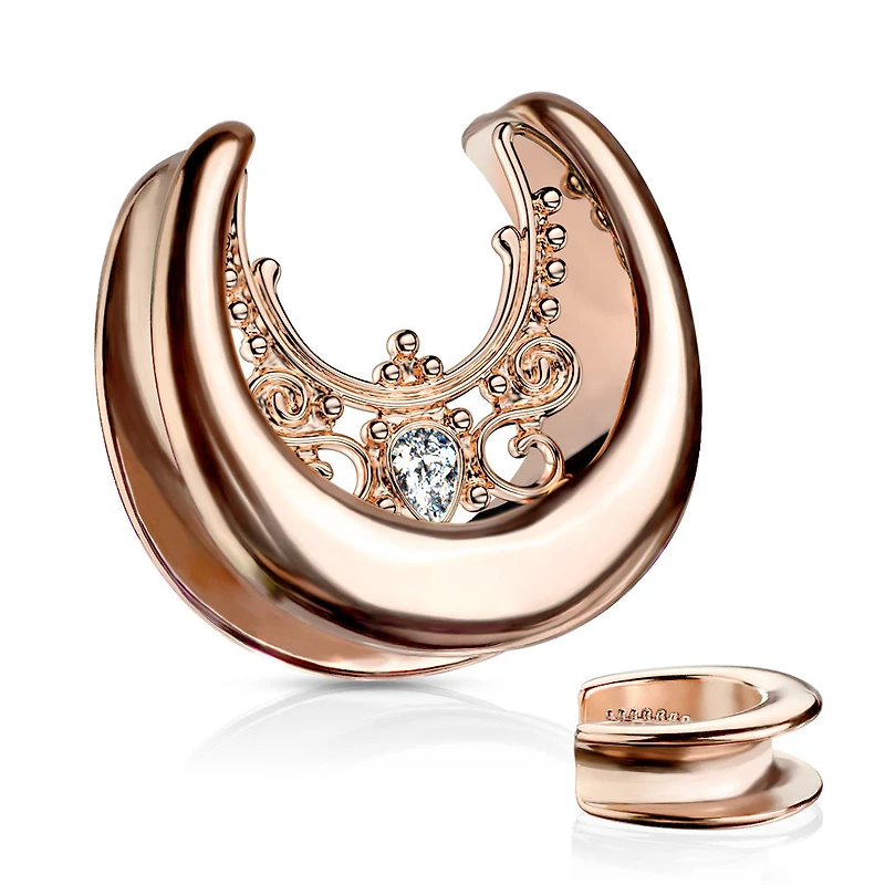Ornate & Teardrop CZ Saddle 0g - 7/8