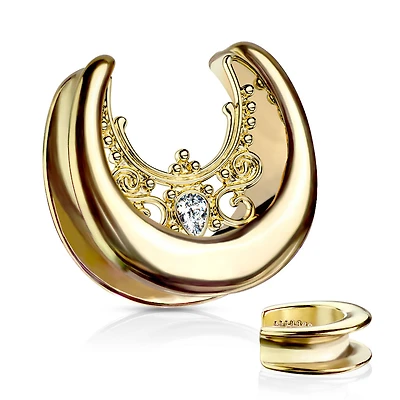 Ornate Teardrop CZ Saddle 1" +