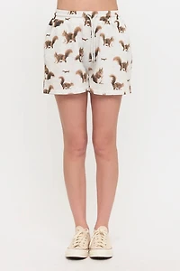 Squirrel Print Relaxed Fit Shorts