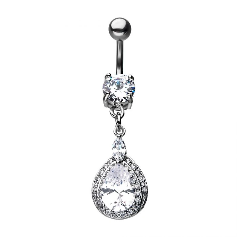 Oval Dangle Gem with Jewelled Outling