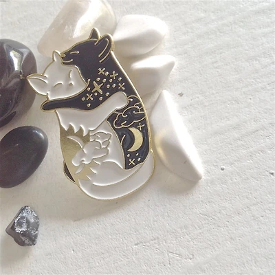 Hugs Celestial Cat Snuggles Lapel Pin