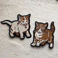White And Brown Cat Sticky Patch