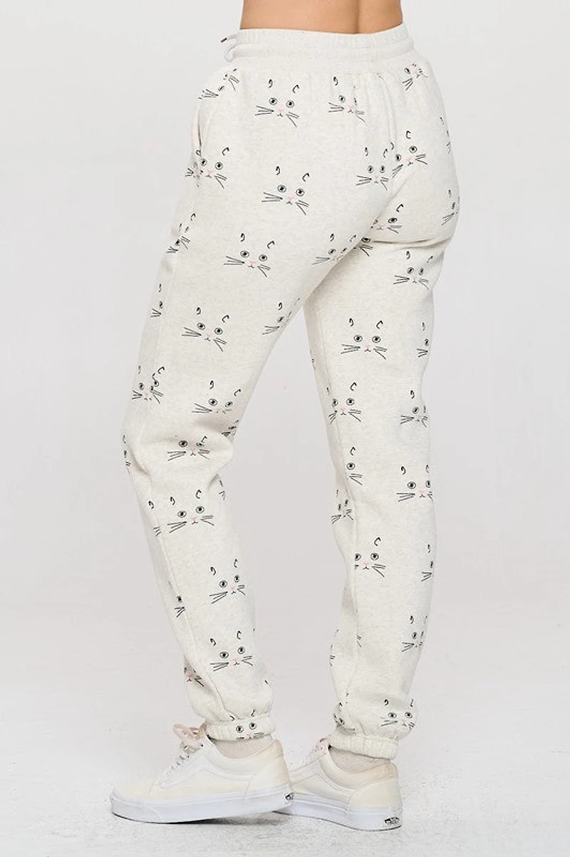 Cat Face Print Sweatpants