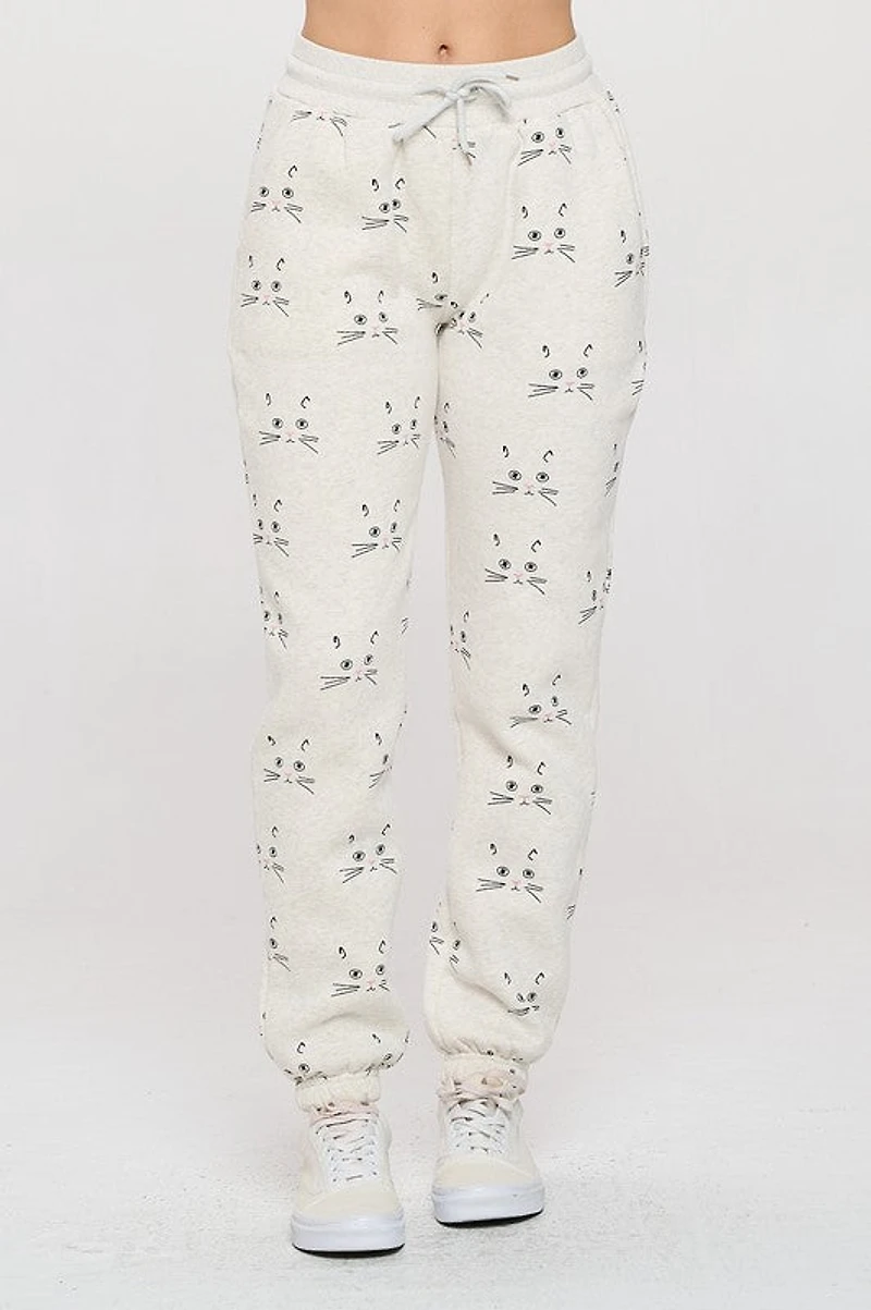 Cat Face Print Sweatpants