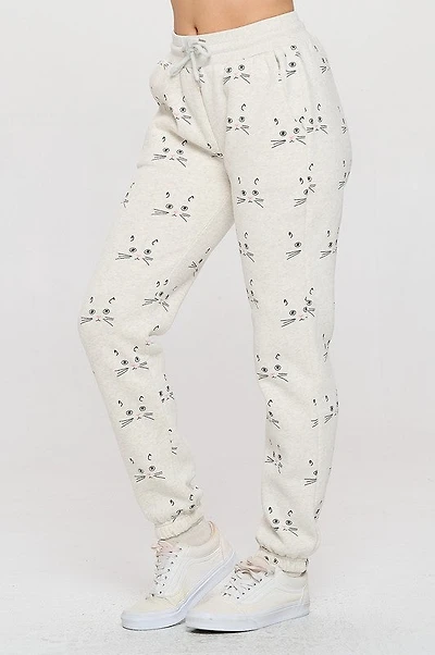 Cat Face Print Sweatpants