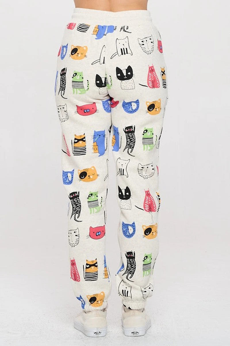 Colorful Cat Print Sweatpants