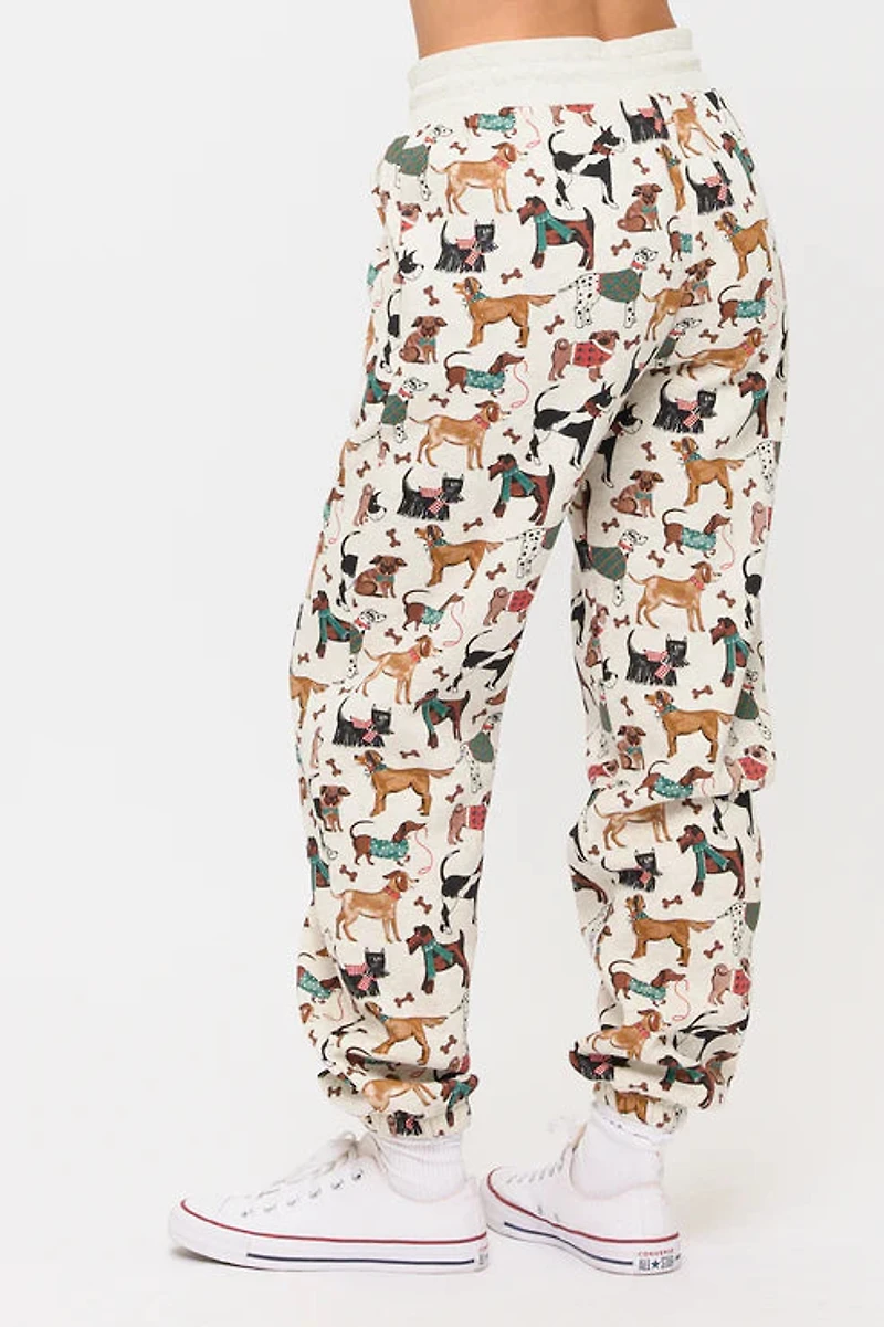 Holiday Dogs Print Sweatpants
