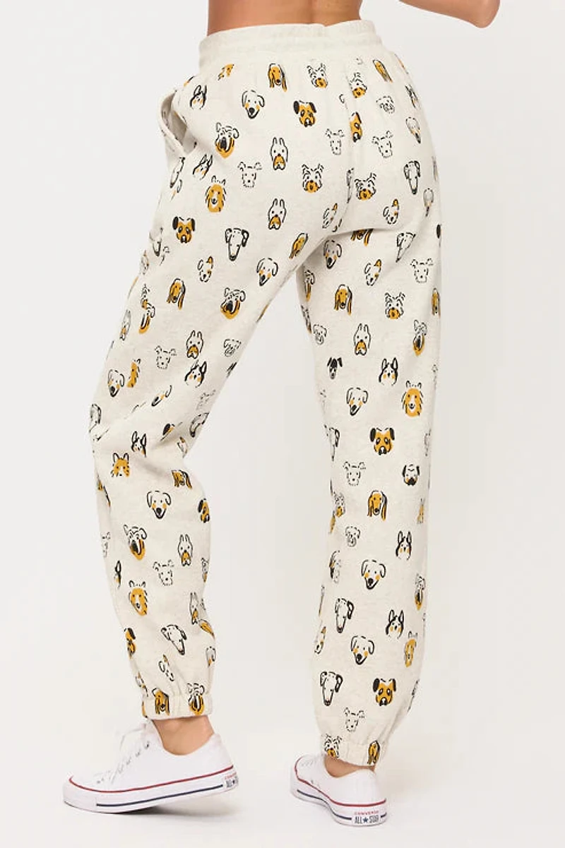 Colorful Dog Heads Print Sweatpants