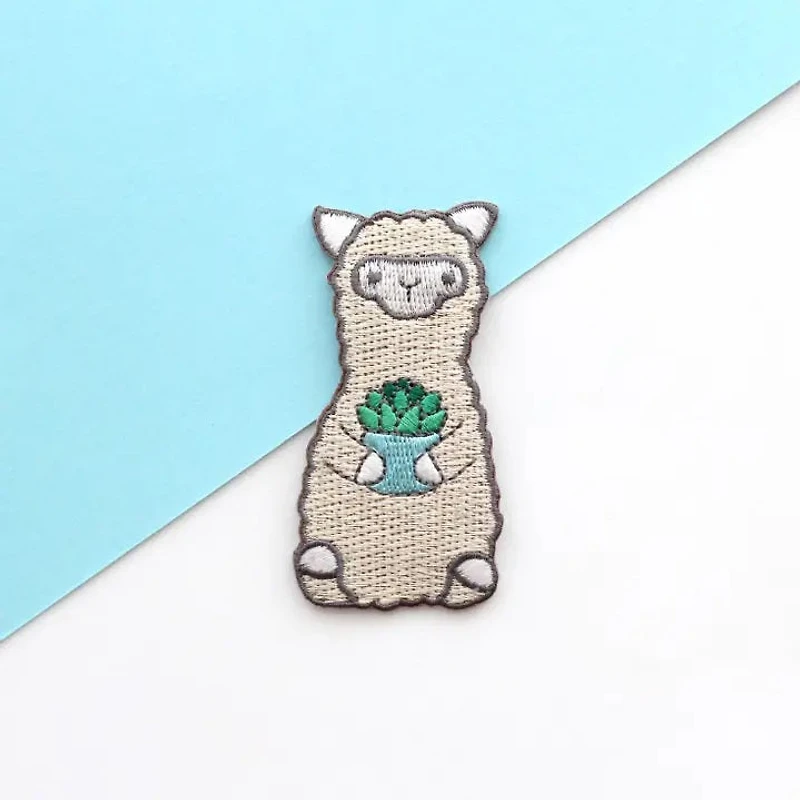 Succulent Alpaca / Llama Embroidered Iron On Patch
