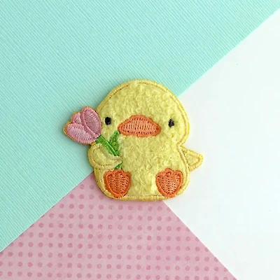 Ducky With Tulip Chenille Embroidred Iron On Patch