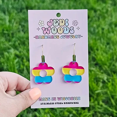 Pansexual Pride Flag Flower Earrings